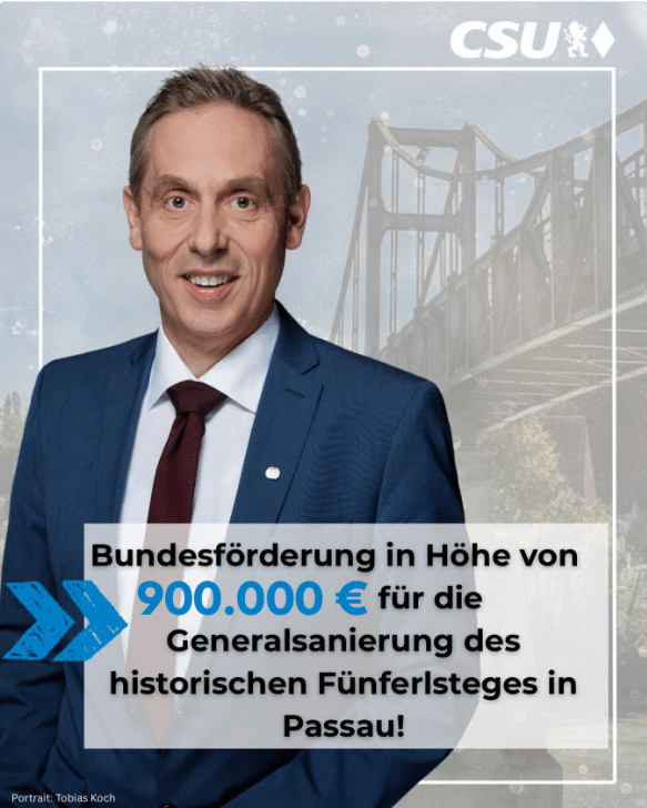 Bund fördert Generalsanierung des Fünferlsteg mit 900.000 Euro – Starkes Signal für Denkmalschutz in Passau